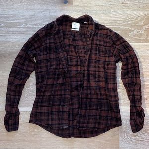 Burnt Orange/Black Long Sleeve Flannel